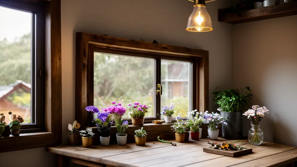 Energetische Reinigung von Räumen im Blumenladen: Helenes schmaler Laden im Bremer Viertel mit schiefen Holzregalen