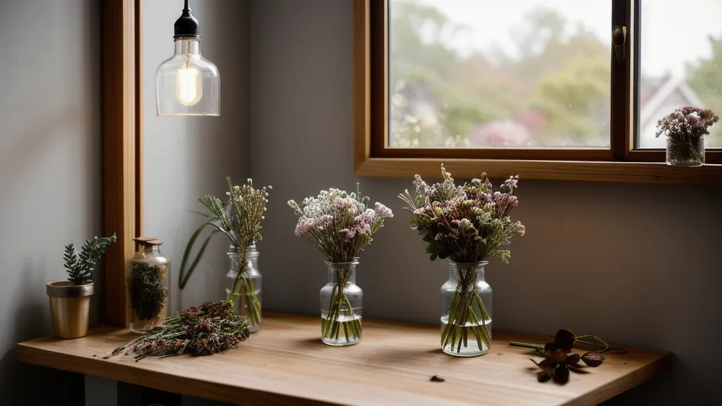Floristenhände tippen abends Reflexionen zur Power-of-Love-Ausbildung ins Notizbuch, während die Katze neben der Tastatur schläft