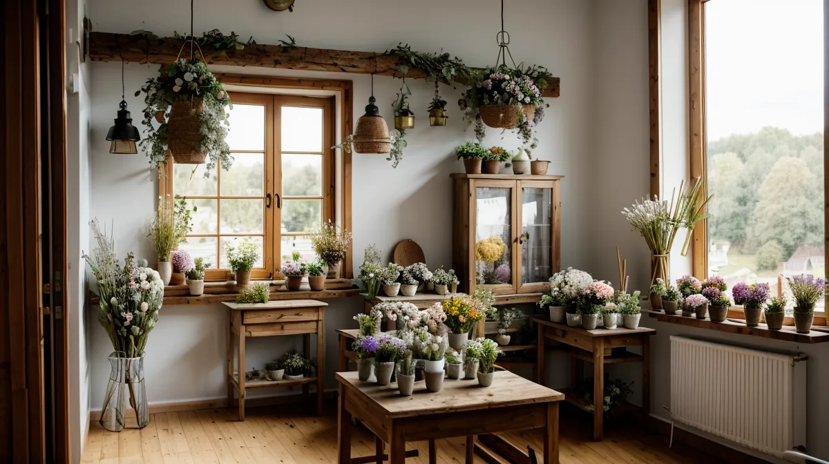 Wie Manifestieren lernen mir hilft meinen Blumenladen in Bremen zu führen — Floristin bindet Blumen mit Notizbuch griffbereit