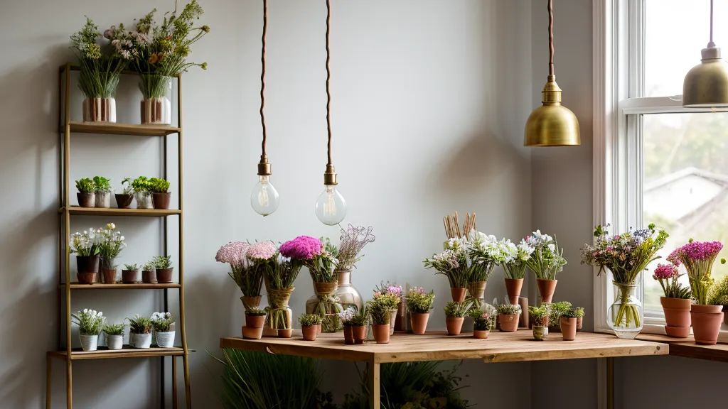 Floristenhände schneiden frische Pfingstrosen für die Trauerfloristik auf einem Holztisch im Blumenladen an.